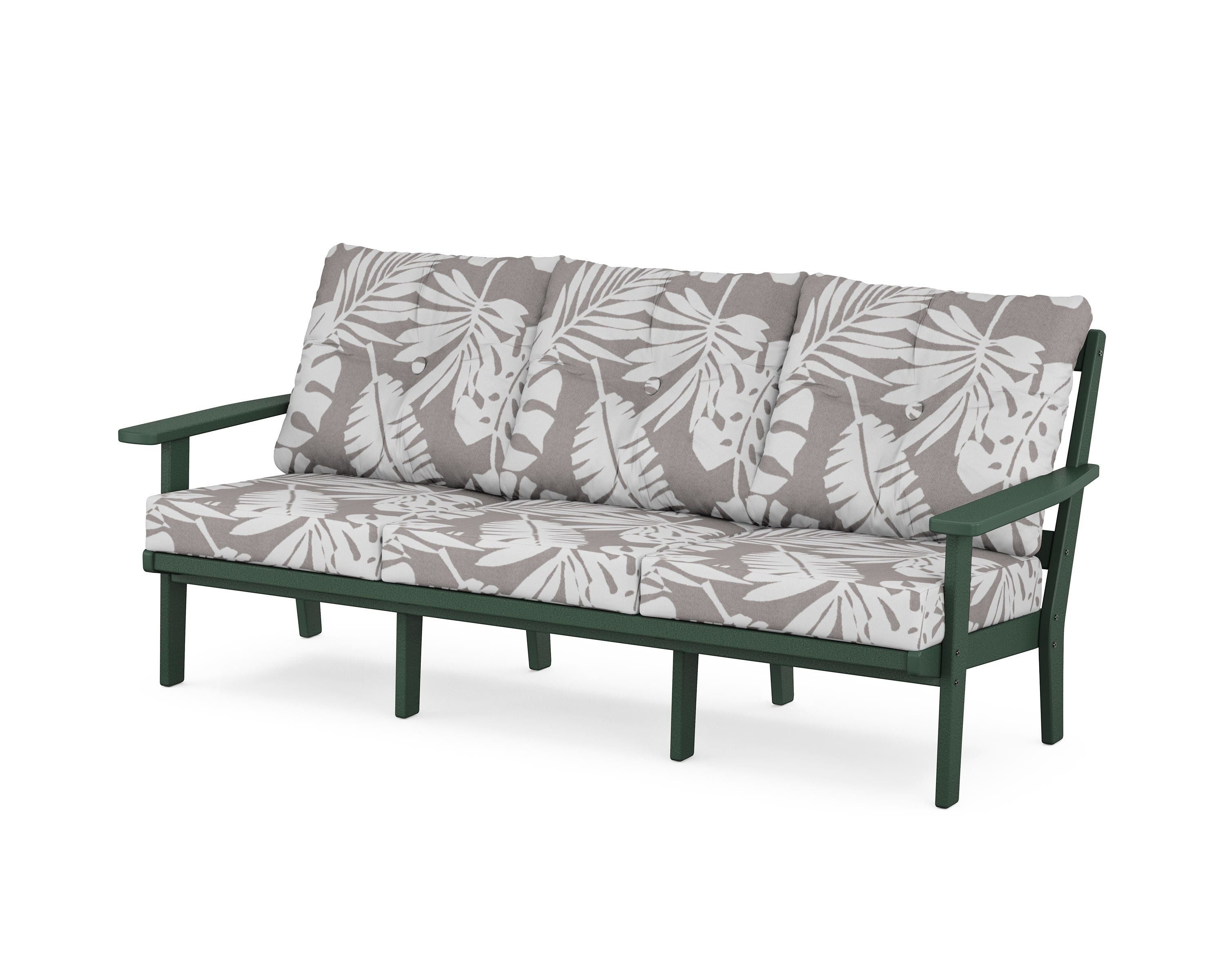 POLYWOOD® Prairie Deep Seating Sofa in Green / Leaf Grey Mist