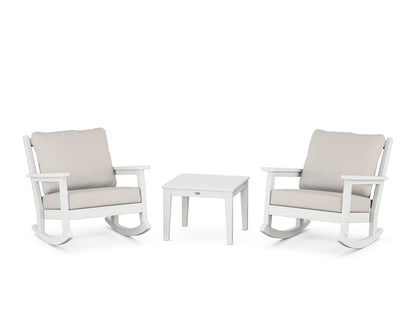 POLYWOOD® Chippendale 3-Piece Deep Seating Rocker Set in White / Cast Ash