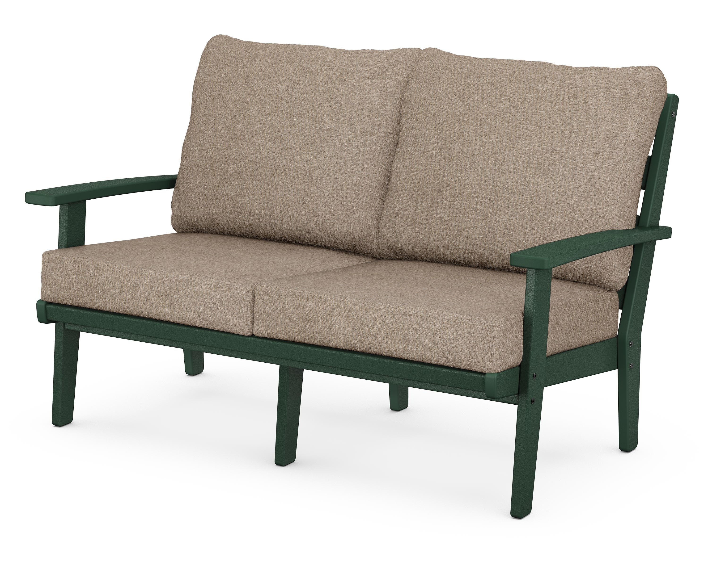 POLYWOOD® Grant Park Deep Seating Loveseat in Green / Spiced Burlap