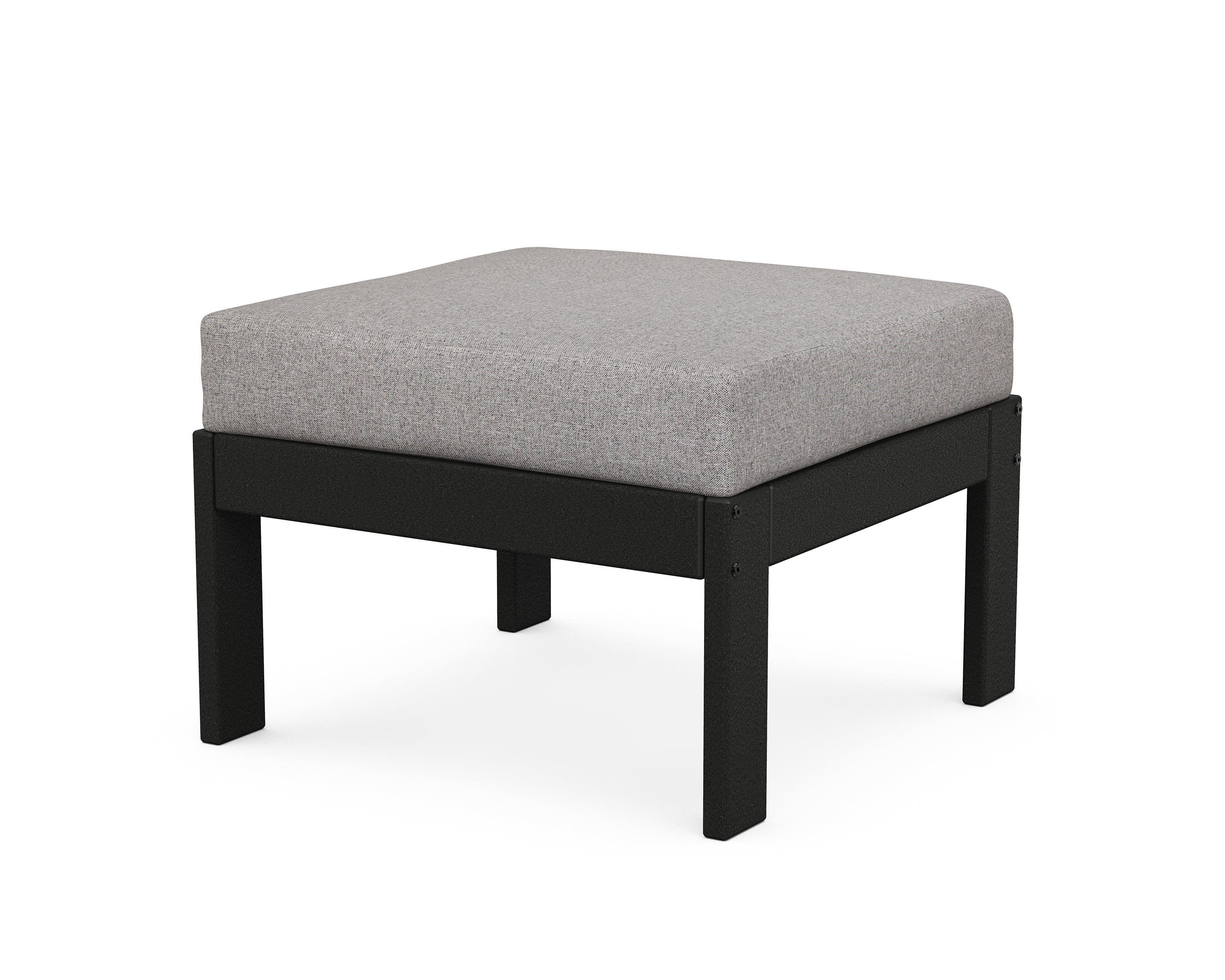 POLYWOOD® Vineyard Modular Ottoman in Black / Grey Mist
