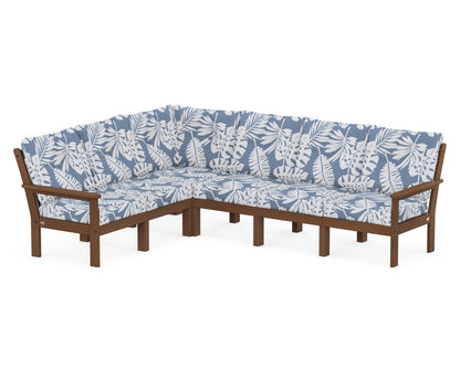 POLYWOOD® Vineyard 6-Piece Sectional in Teak / Leaf Sky Blue