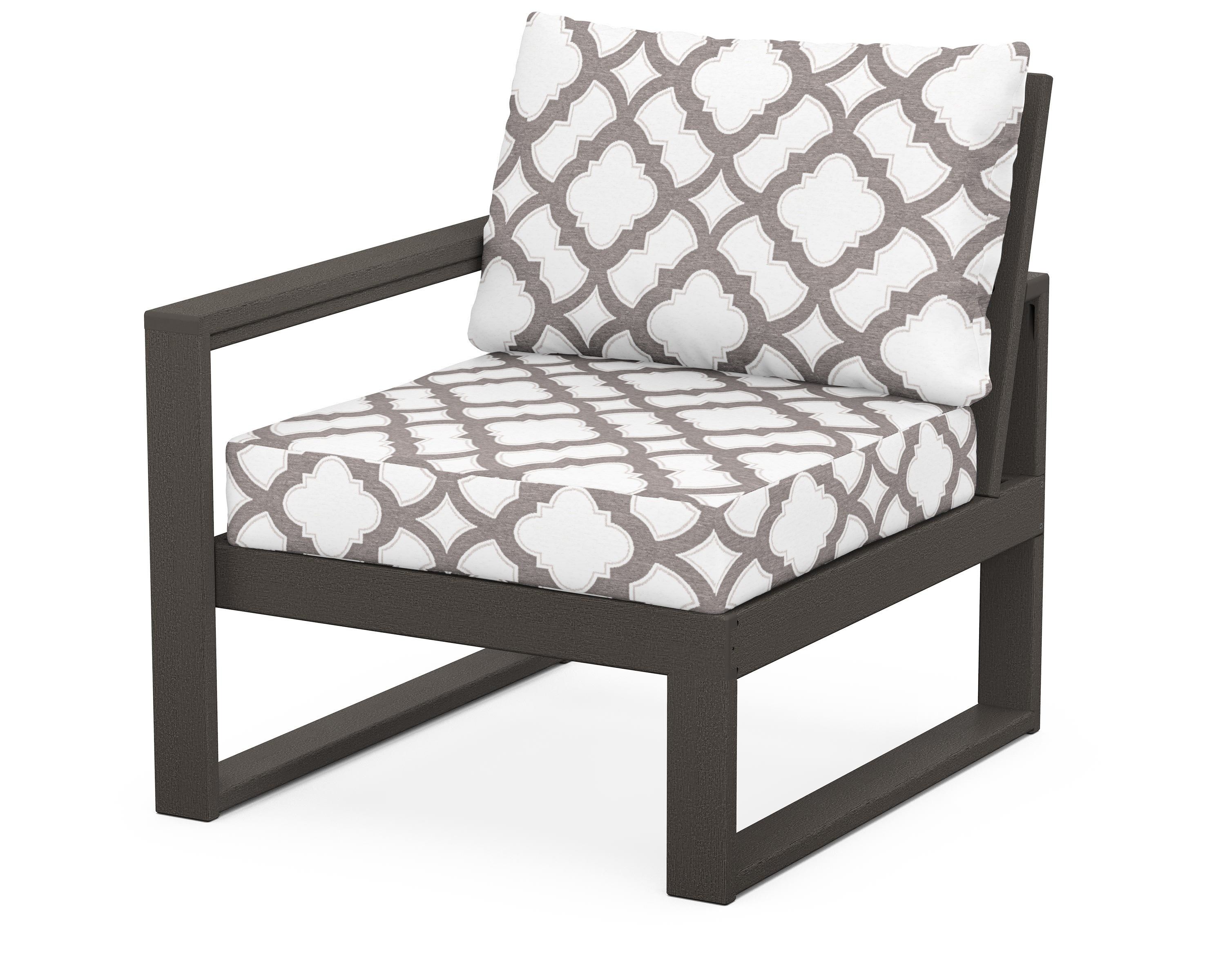 POLYWOOD® EDGE Modular Left Arm Chair in Vintage Coffee / Trellis Grey Mist