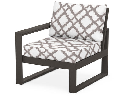 POLYWOOD® EDGE Modular Left Arm Chair in Vintage Coffee / Trellis Grey Mist
