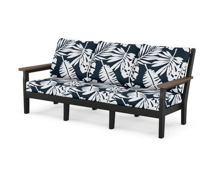 POLYWOOD® Chippendale Deep Seating Sofa in Black / Kona / Leaf Marine Indigo