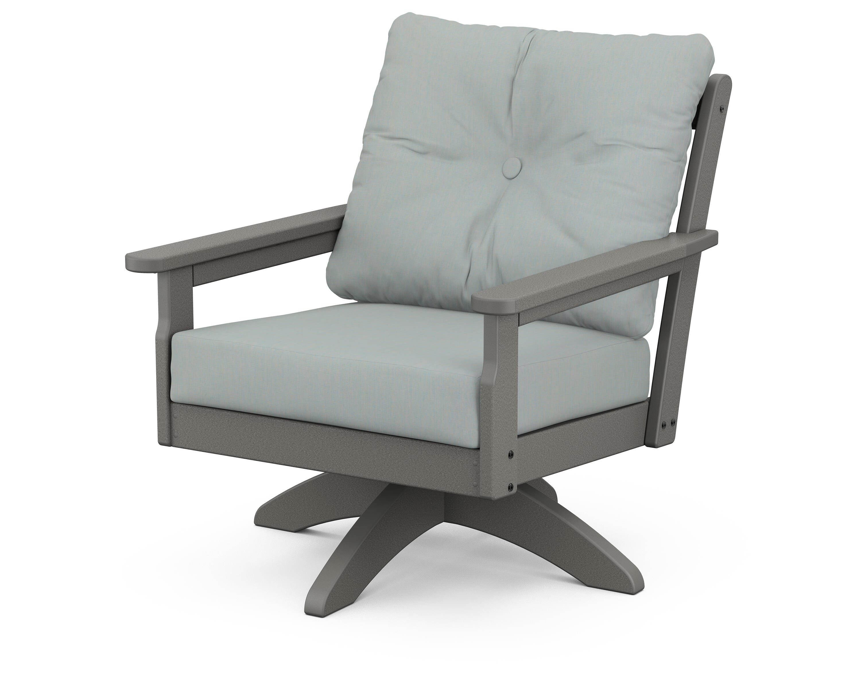 POLYWOOD® Vineyard Deep Seating Swivel Chair in Slate Grey / Spa