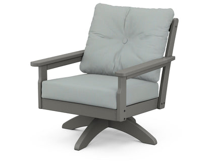 POLYWOOD® Vineyard Deep Seating Swivel Chair in Slate Grey / Spa