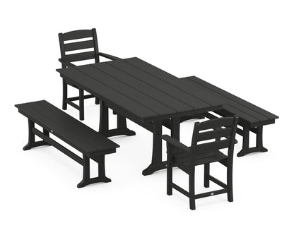 POLYWOOD® Lakeside 5-Piece Farmhouse Dining Set With Trestle Legs in Black