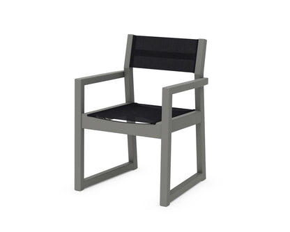 POLYWOOD® EDGE Sling Dining Arm Chair in Slate Grey / Black Sling