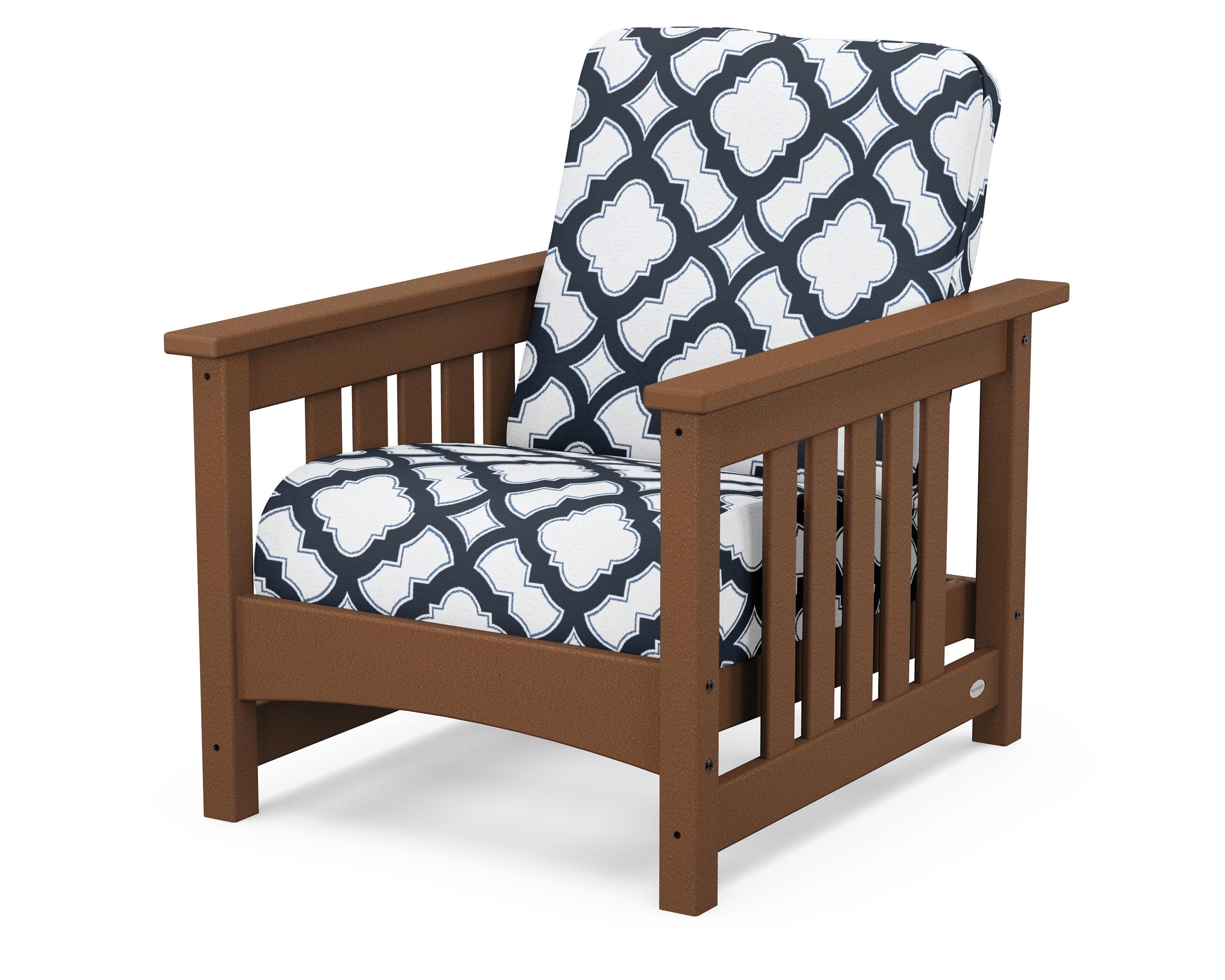 POLYWOOD® Club Mission Chair in Teak / Trellis Marine Indigo