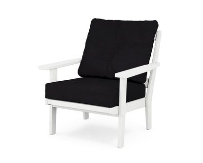 POLYWOOD® Prairie Deep Seating Chair in White / Midnight Linen