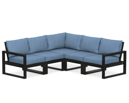 POLYWOOD® EDGE 5-Piece Modular Deep Seating Set in Black / Sky Blue