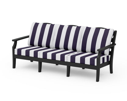 Draper James™ by  POLYWOOD® Savannah Deep Seating Sofa in Black / Cabana Stripe Navy