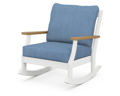 POLYWOOD® Braxton Deep Seating Rocking Chair in White / Natural / Sky Blue