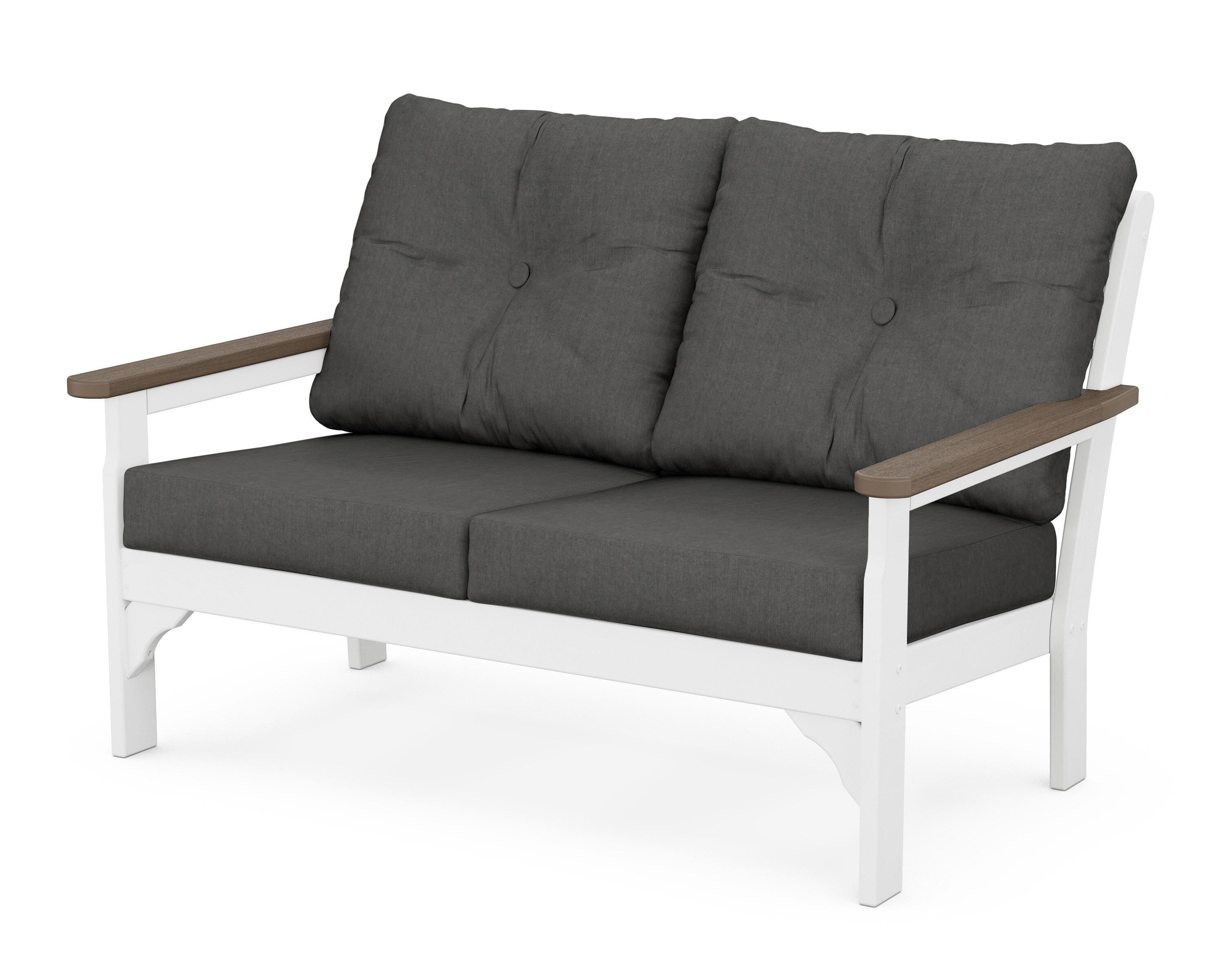 POLYWOOD® Vineyard Deep Seating Loveseat in White / Kona / Spectrum Carbon