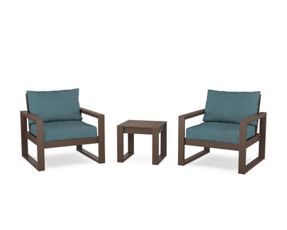 POLYWOOD® EDGE Sectional 3-Piece Deep Seating Set in Mahogany / Ocean Teal