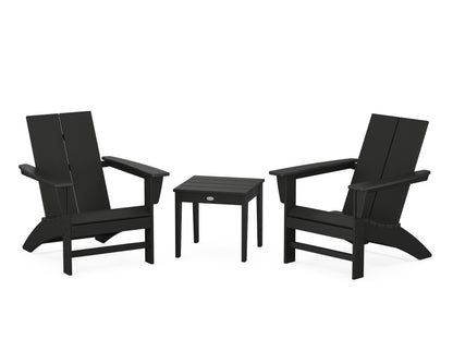 Country Living Cottage Modern Adirondack Chair 3-Piece Set in Black