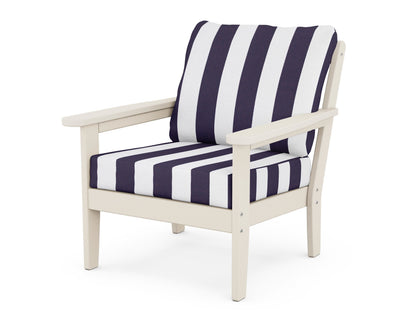 Country Living Cottage Deep Seating Chair in Sand / Cabana Stripe Navy