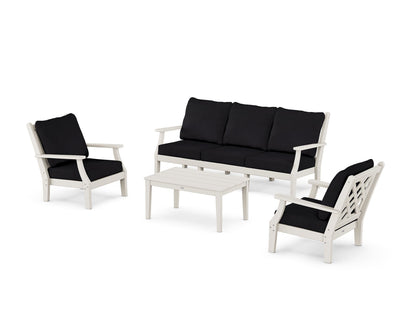 Country Living Wovendale 4-Piece Deep Seating Set with Sofa in Sand / Midnight Linen