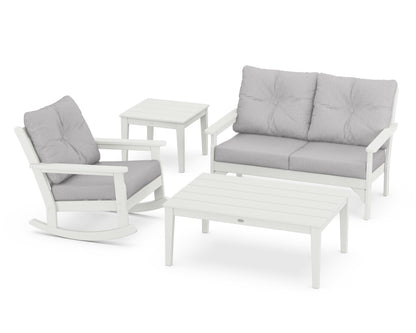 POLYWOOD® Vineyard 4-Piece Deep Seating Rocker Set in Vintage White / Granite