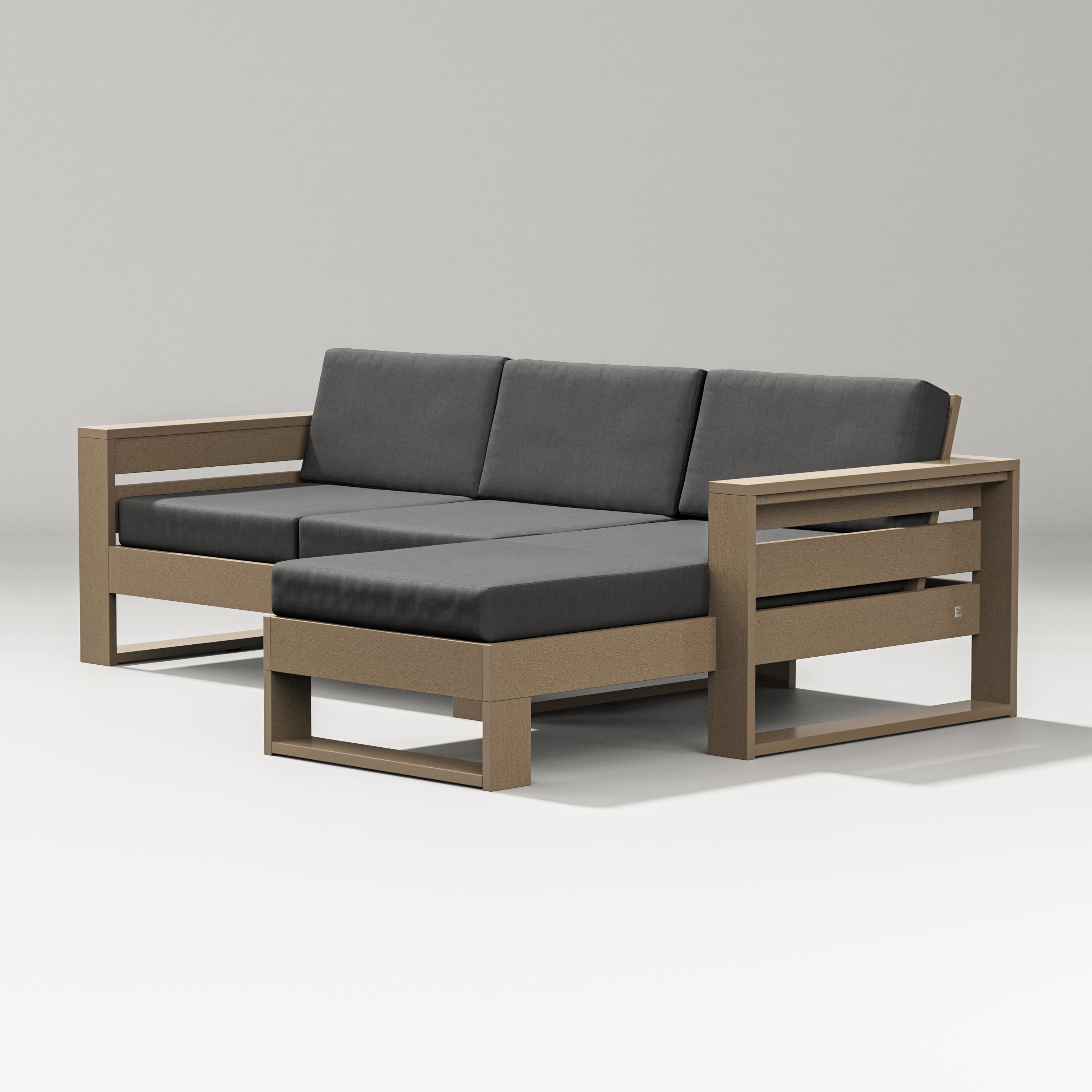 PW Designer Series Latitude Right Chaise Sectional in Vintage Sahara / Spectrum Carbon
