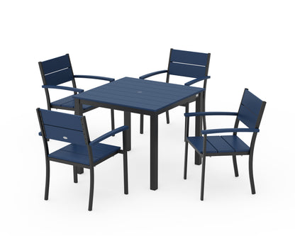 POLYWOOD® Main Street 5-Piece Dining Set in Black / Navy