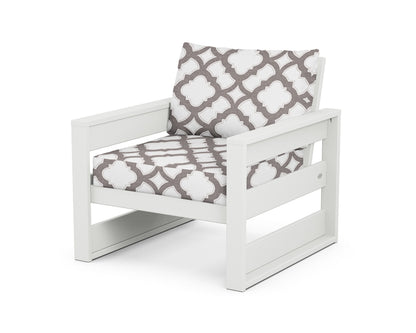 POLYWOOD® Westport Club Chair in White / Trellis Grey Mist