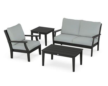 POLYWOOD® Braxton 4-Piece Deep Seating Set in Black / Spa