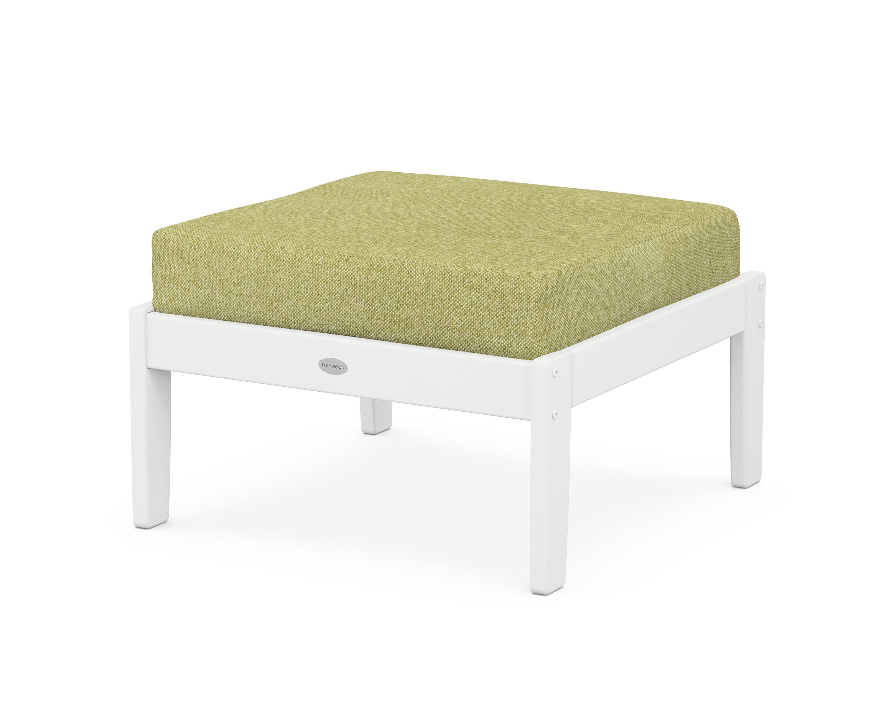 POLYWOOD® Braxton Deep Seating Ottoman in White / Chartreuse Boucle