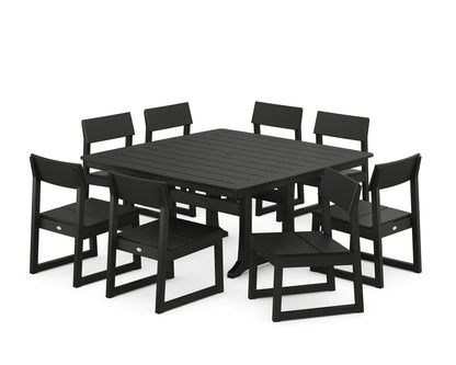 POLYWOOD® EDGE Side Chair 9-Piece Dining Set with Trestle Legs in Black