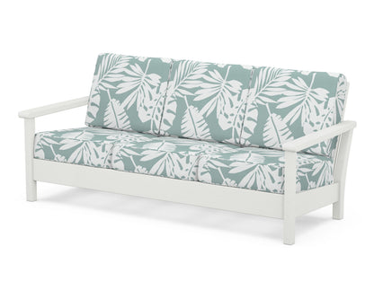 POLYWOOD® Harbour Deep Seating Sofa in Vintage White / Leaf Glacier Spa