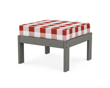 POLYWOOD® Vineyard Modular Ottoman in Slate Grey / Buffalo Plaid Crimson
