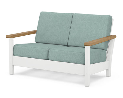 POLYWOOD® Harbour Deep Seating Loveseat in White / Natural / Glacier Spa