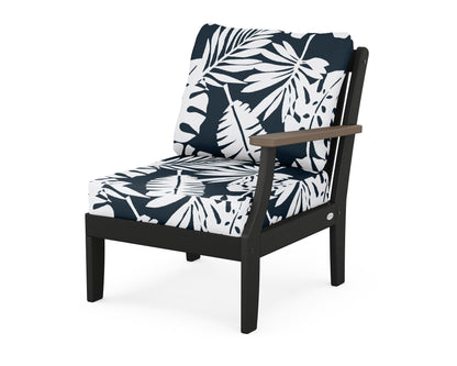 POLYWOOD® Braxton Modular Right Arm Chair in Black / Kona / Leaf Marine Indigo