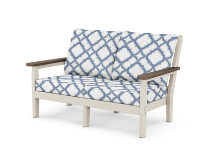 POLYWOOD® Chippendale Deep Seating Loveseat in Sand / Kona / Trellis Sky Blue