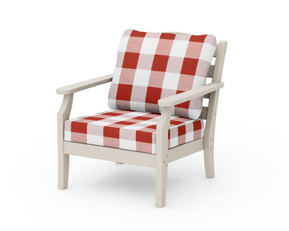 Draper James™ by  POLYWOOD® Savannah Deep Seating Chair in Sand / Buffalo Plaid Crimson