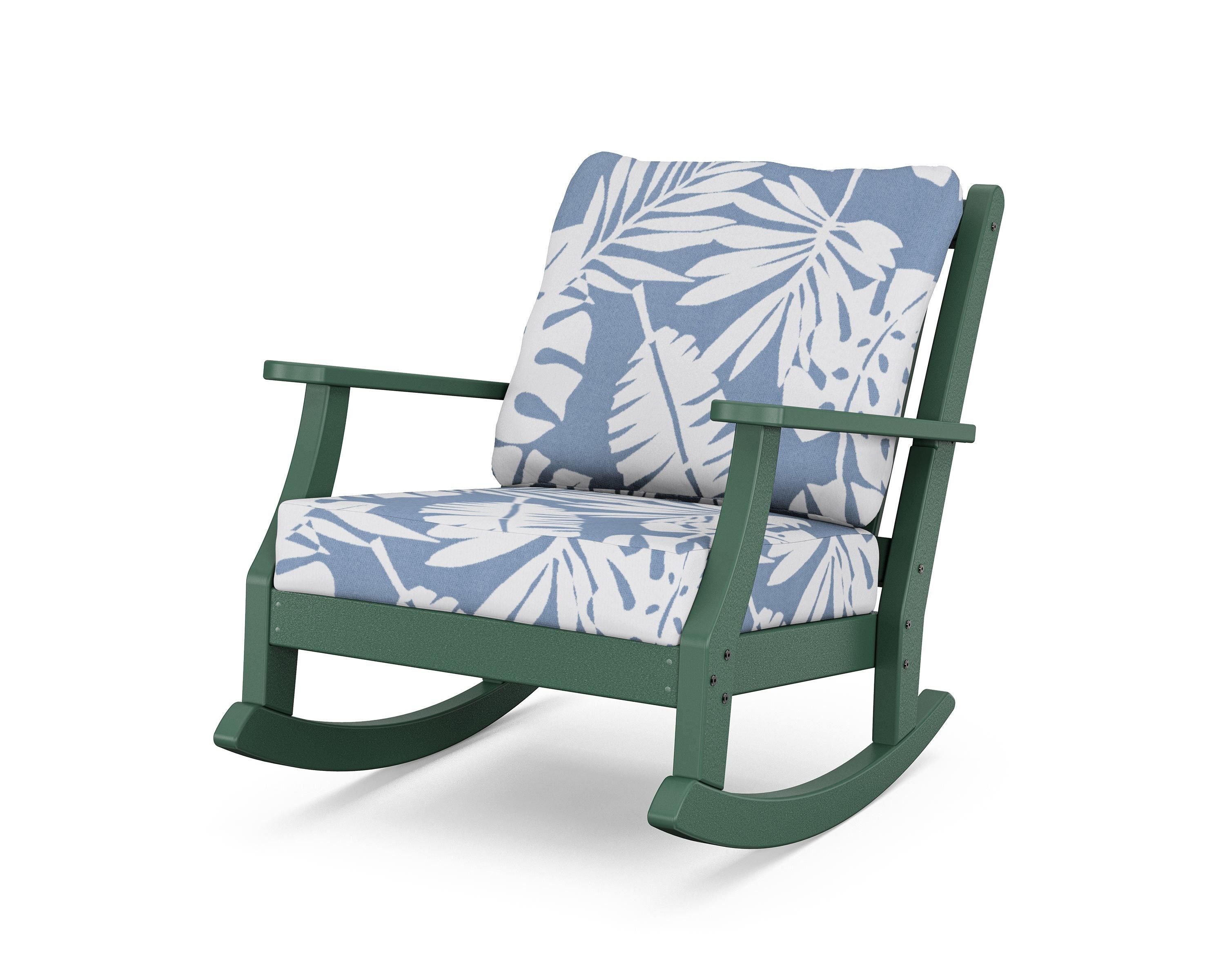 Country Living Wovendale Deep Seating Rocking Chair in Green / Leaf Sky Blue