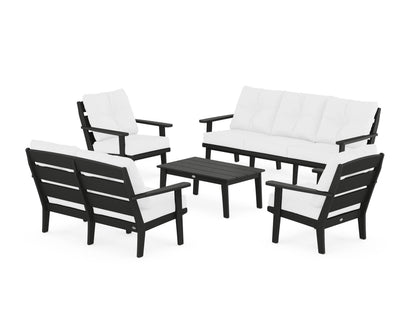 POLYWOOD® Lakeside 5-Piece Lounge Sofa Set in Black / Natural