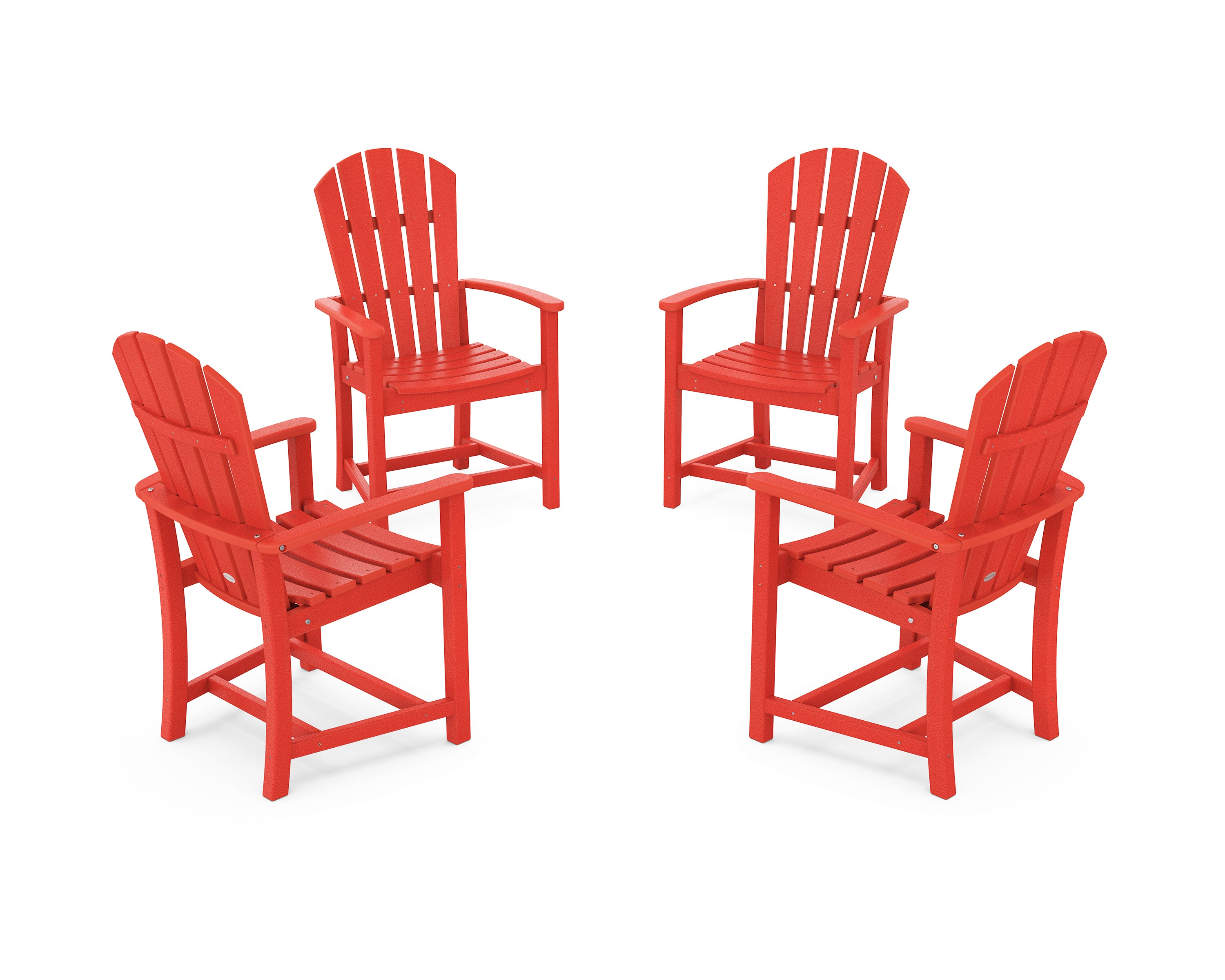 POLYWOOD® Palm Coast 4-Piece Upright Adirondack Conversation Set in Sunset Red