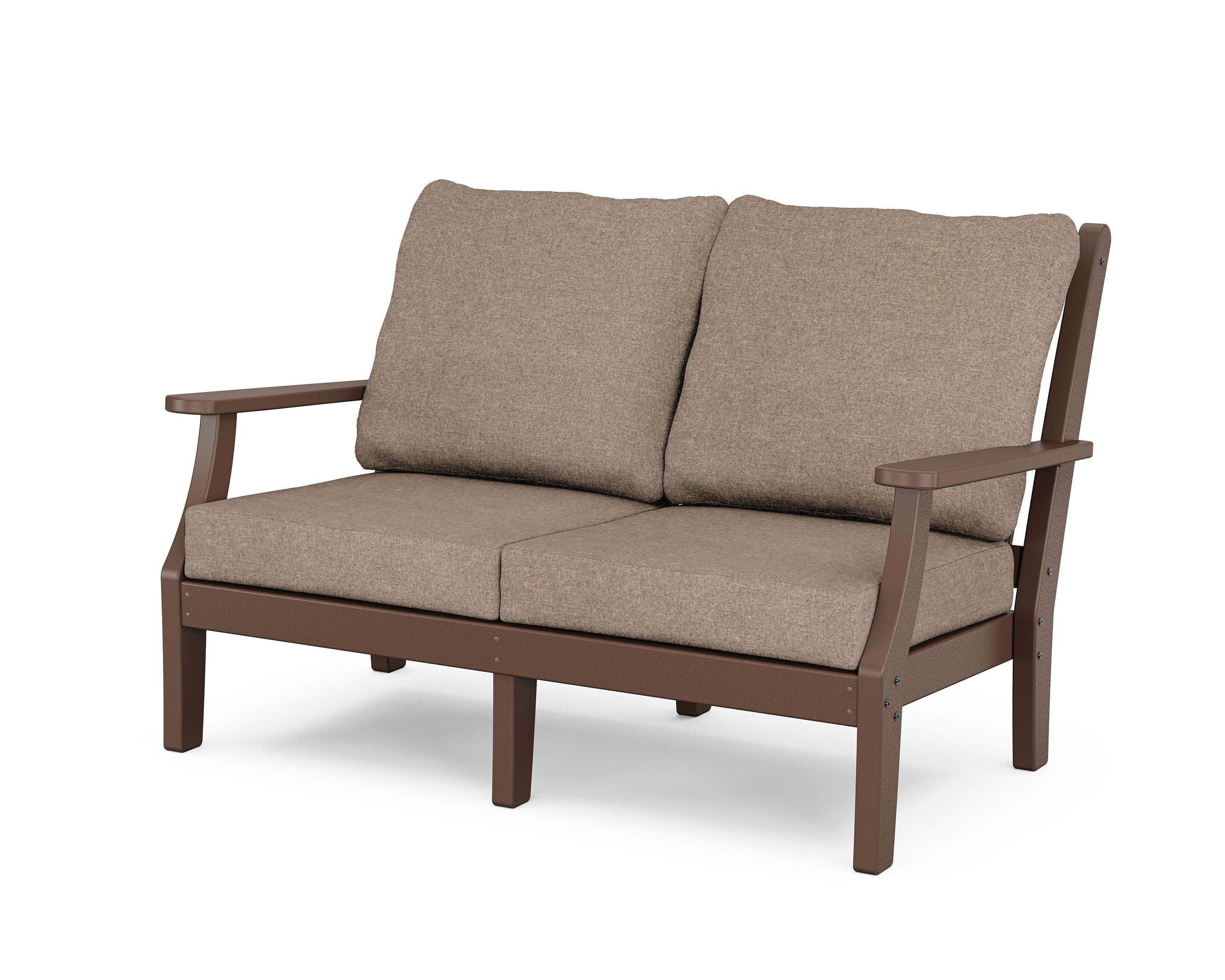 Country Living Wovendale Deep Seating Loveseat in Mahogany / Spiced Burlap