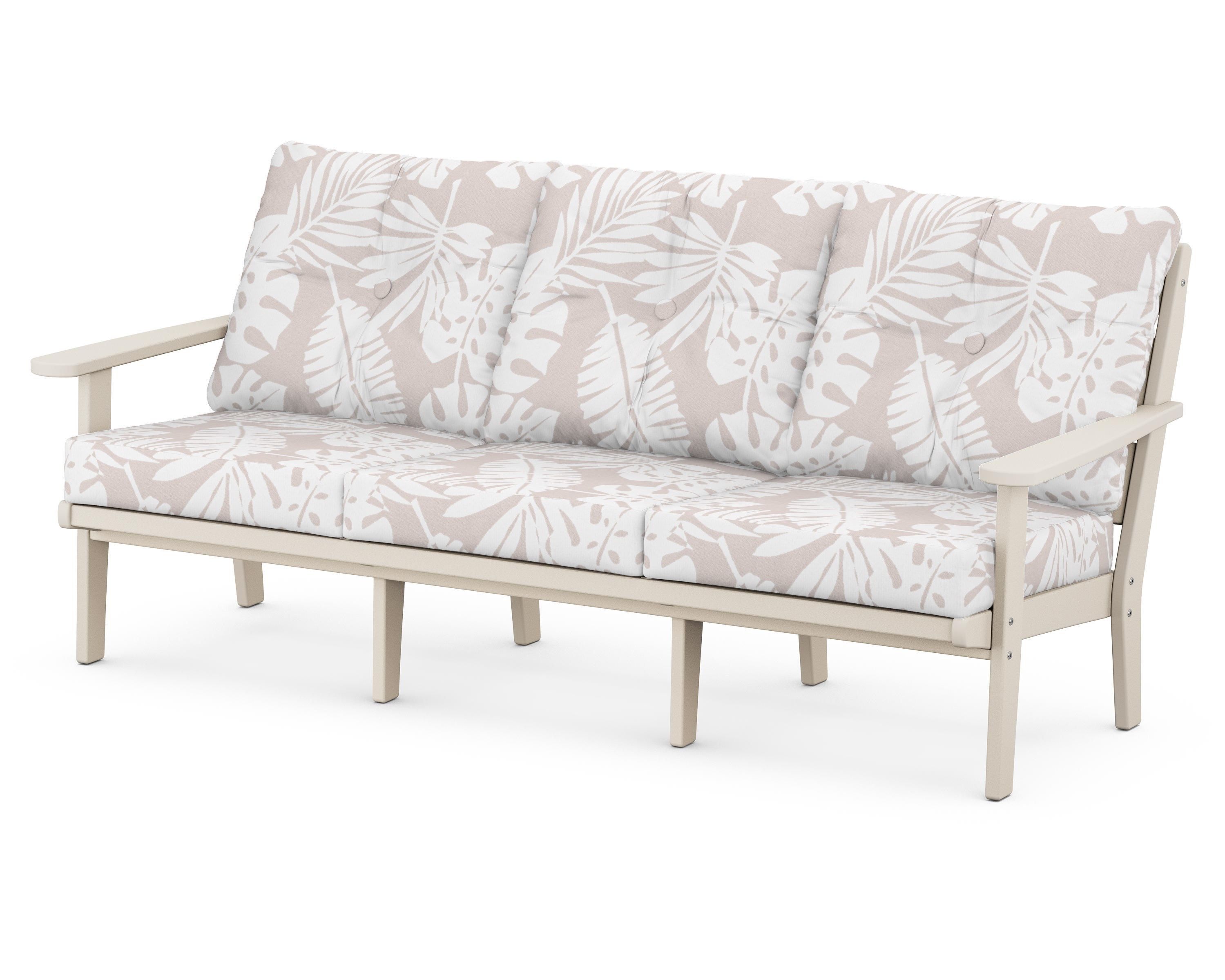 POLYWOOD® Lakeside Deep Seating Sofa in Sand / Leaf Dune Burlap