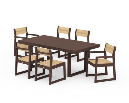 POLYWOOD® EDGE Sling 7-Piece Dining Set in Mahogany / Dupioni Apricot Sling