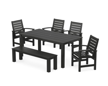 POLYWOOD® Signature 6-Piece Parsons Dining Set with Bench in Black