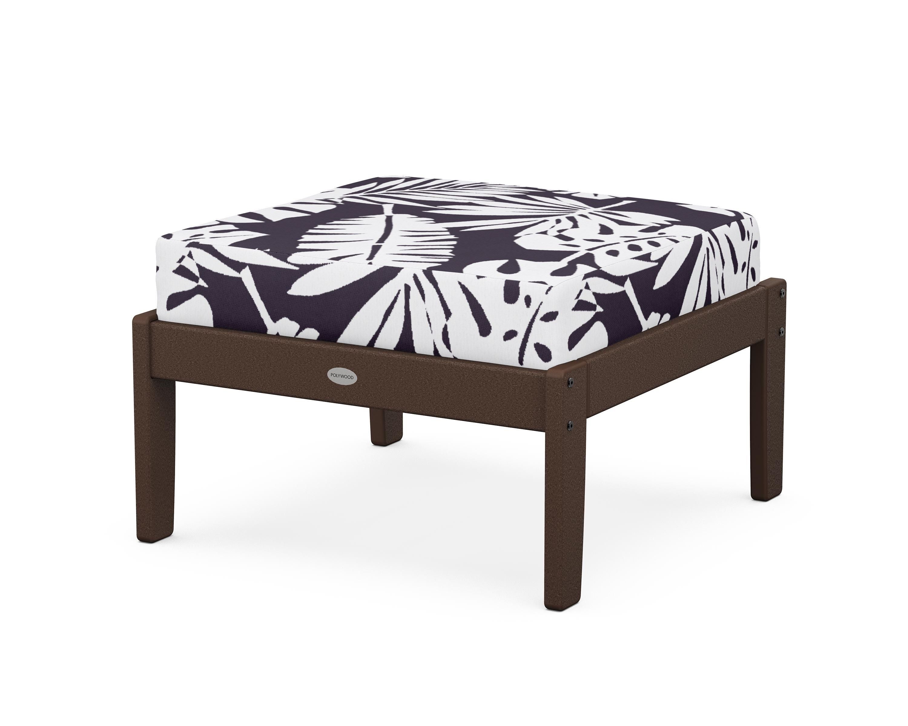 POLYWOOD® Braxton Deep Seating Ottoman in Mahogany / Leaf Navy