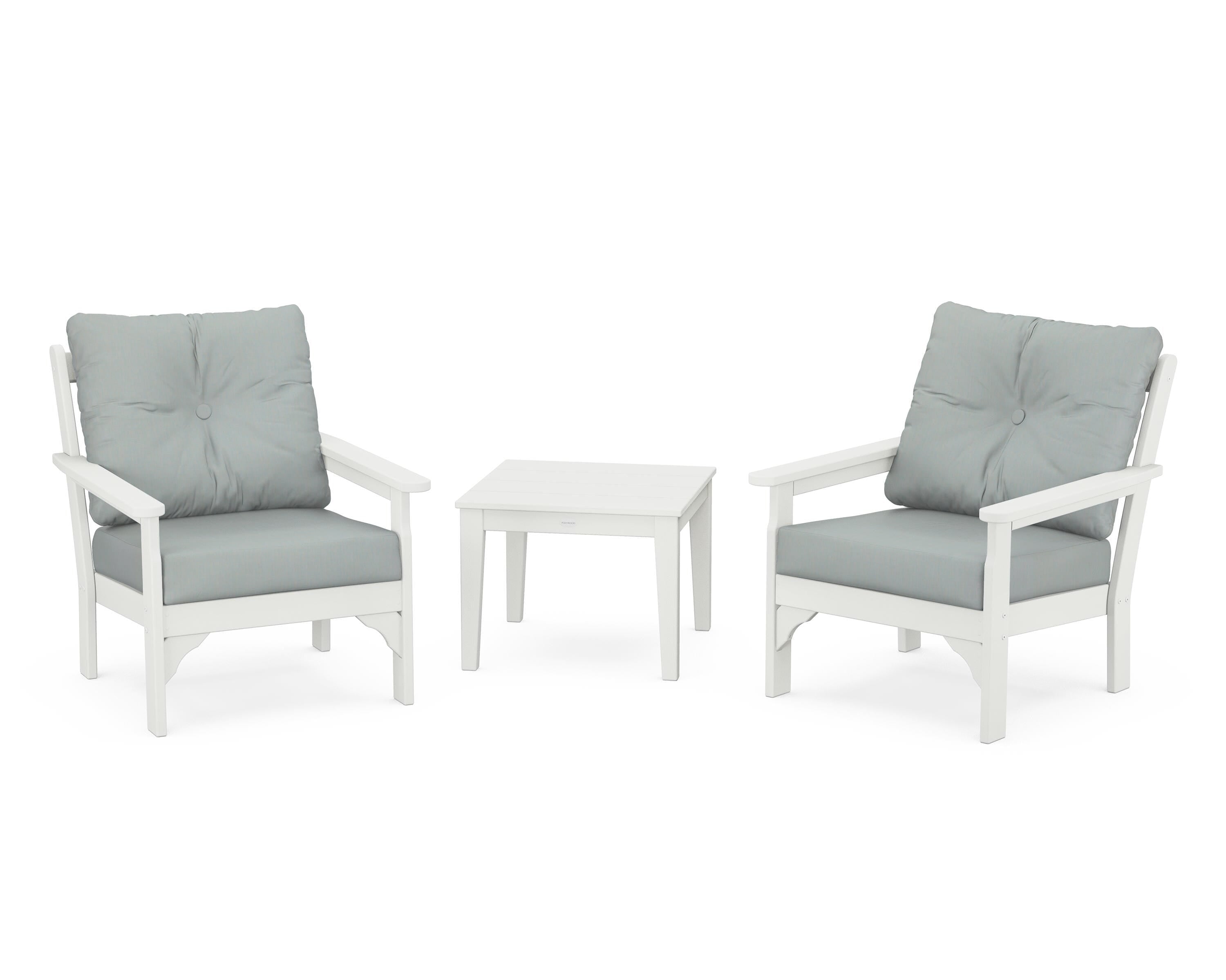 POLYWOOD® Vineyard 3-Piece Deep Seating Set in Vintage White / Spa