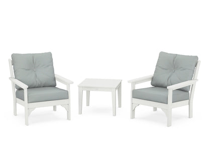 POLYWOOD® Vineyard 3-Piece Deep Seating Set in Vintage White / Spa