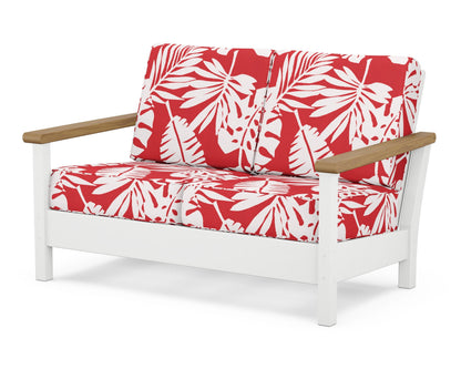 POLYWOOD® Harbour Deep Seating Loveseat in White / Natural / Leaf Crimson