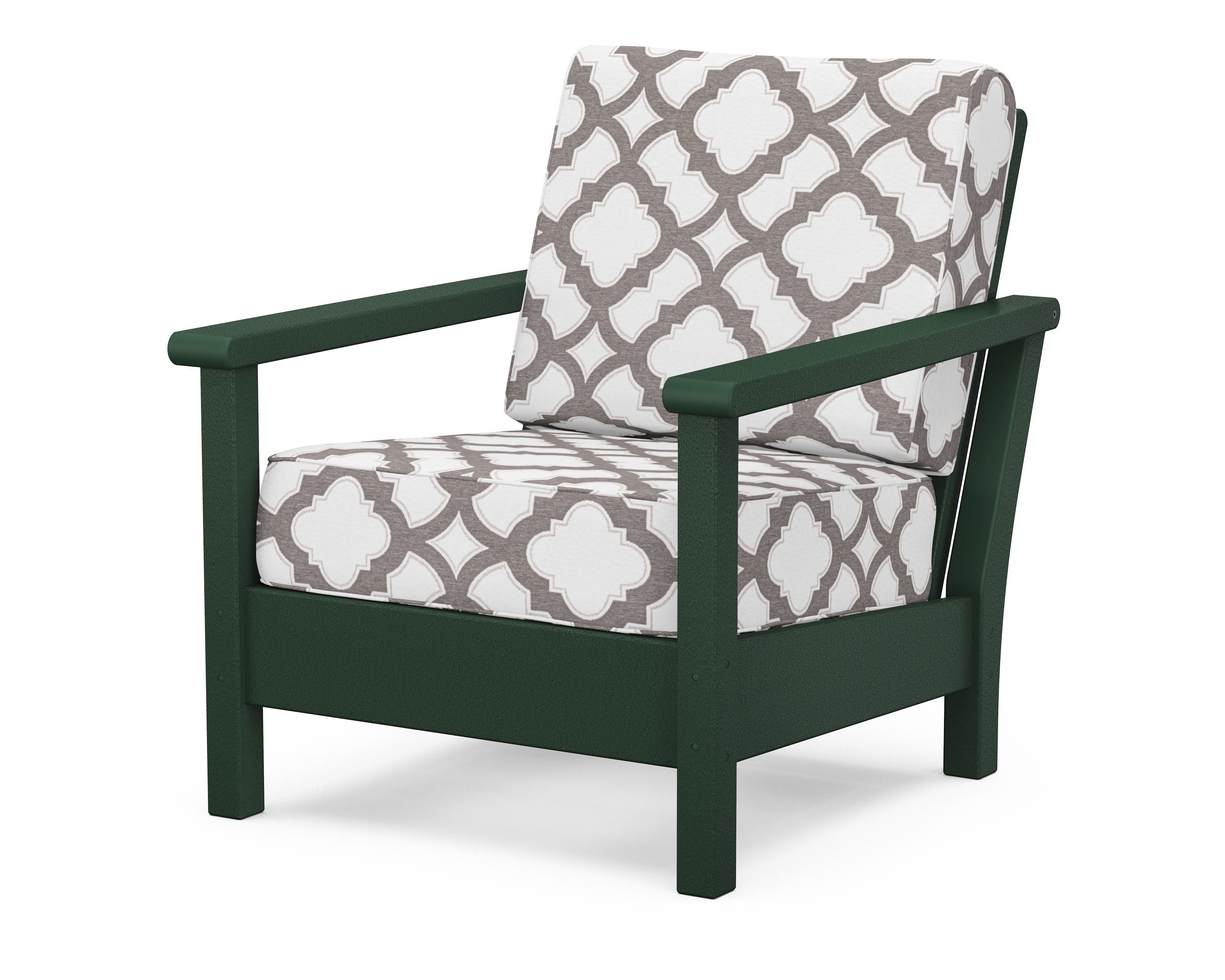 POLYWOOD® Harbour Deep Seating Chair in Green / Trellis Grey Mist