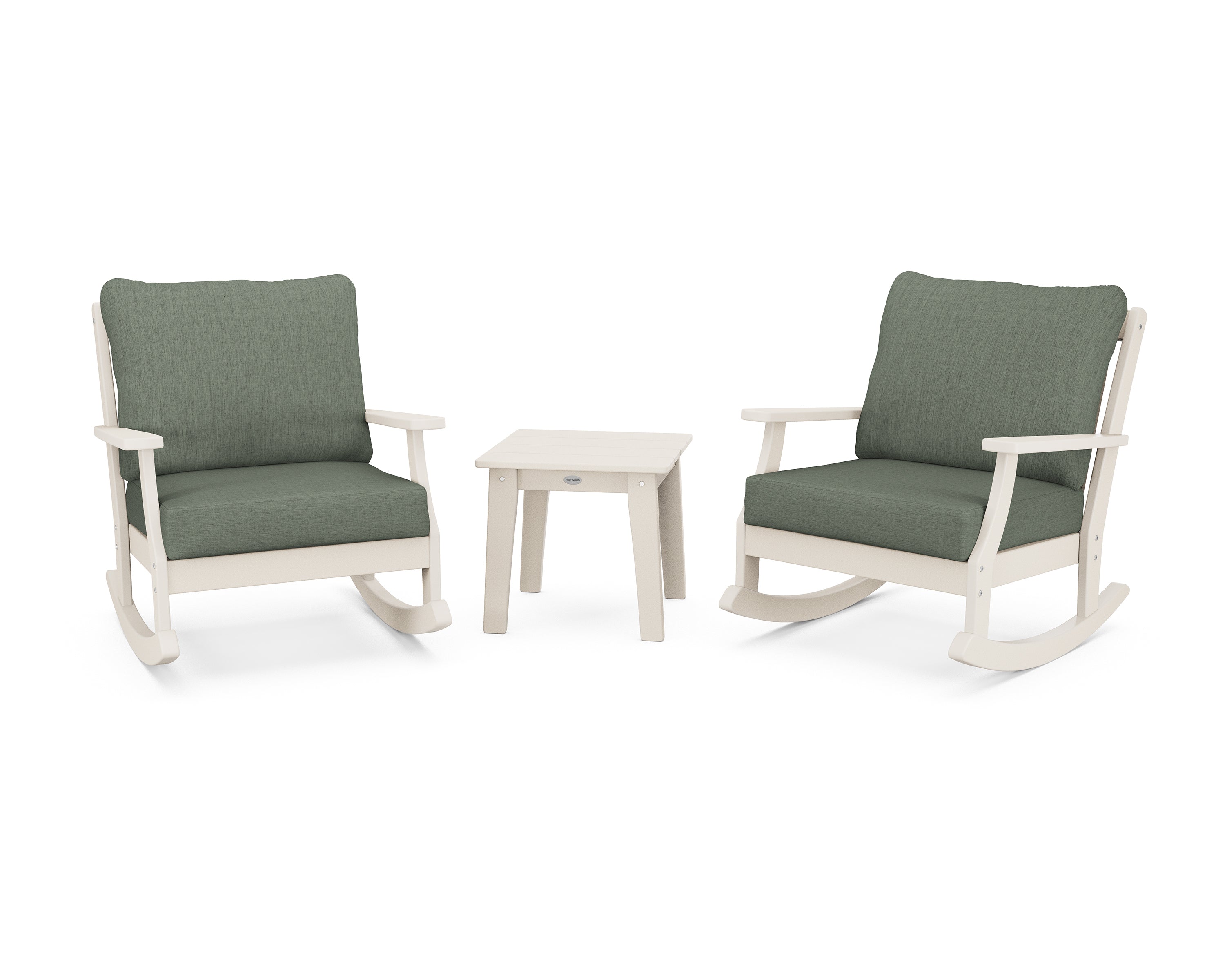 POLYWOOD® Braxton 3-Piece Deep Seating Rocker Set in Sand / Cast Sage