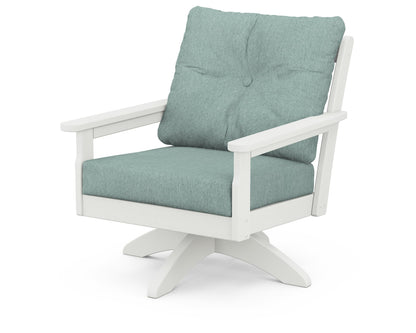 POLYWOOD® Vineyard Deep Seating Swivel Chair in Vintage White / Glacier Spa