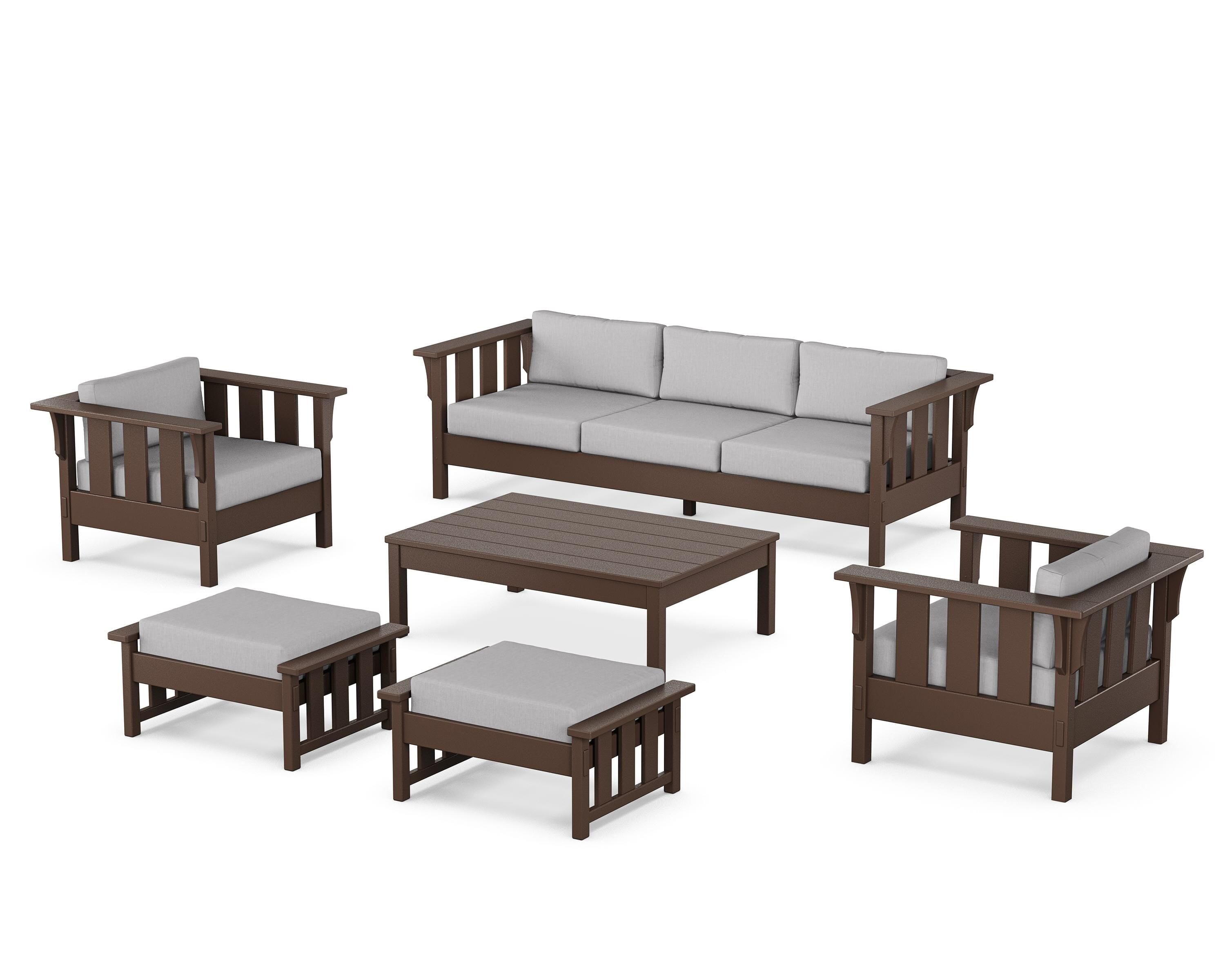 Martha Stewart by POLYWOOD® Acadia 6-Piece Lounge Sofa Set in Mahogany / Granite
